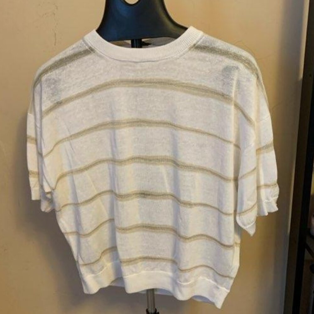 Peserico shimmer striped crewneck knit sweater